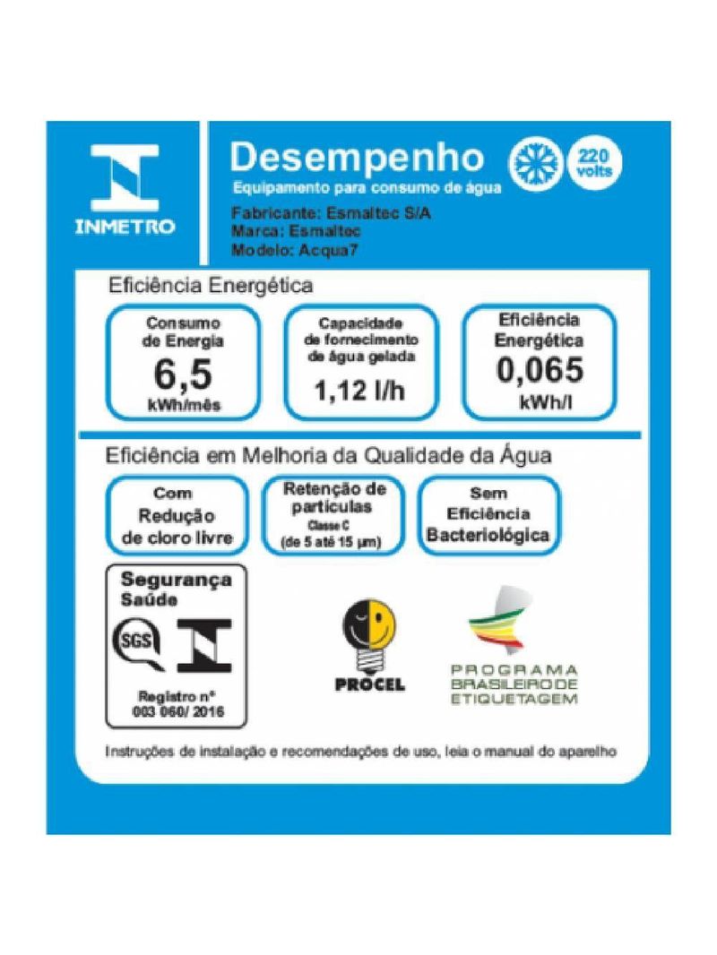 Purificador De Água Esmaltec Acqua7 Preto 220V