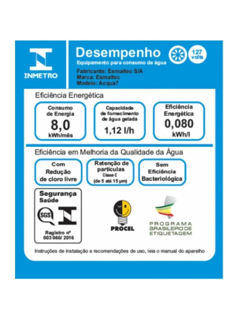 Purificador De Água Esmaltec Acqua7 Preto 127V