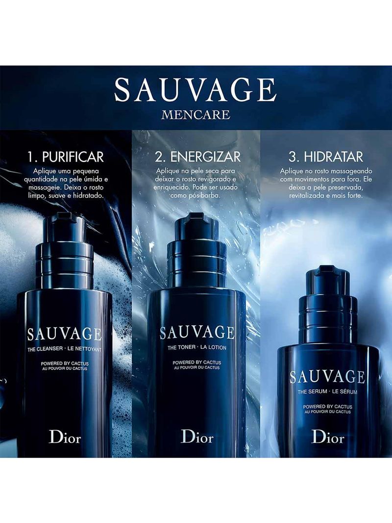 Dior sauvage skincare ritual kit - cleanser facial + loção facial + sérum
