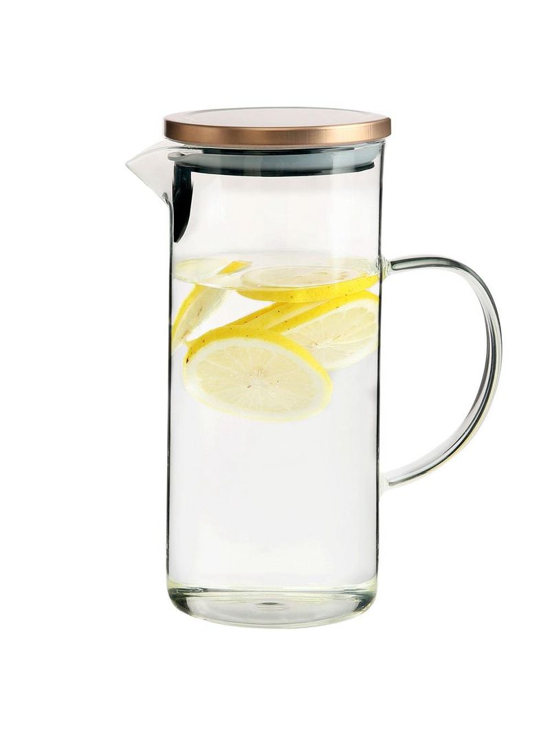 Jarra de vidro borosilicato com tampa bronze cobre 13l