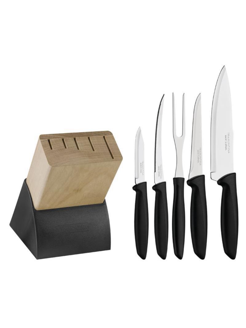 Jogo de facas cozinha gourmet cepo 6 pçs plenus tramontina