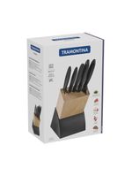 Jogo de facas cozinha gourmet cepo 6 pçs plenus tramontina