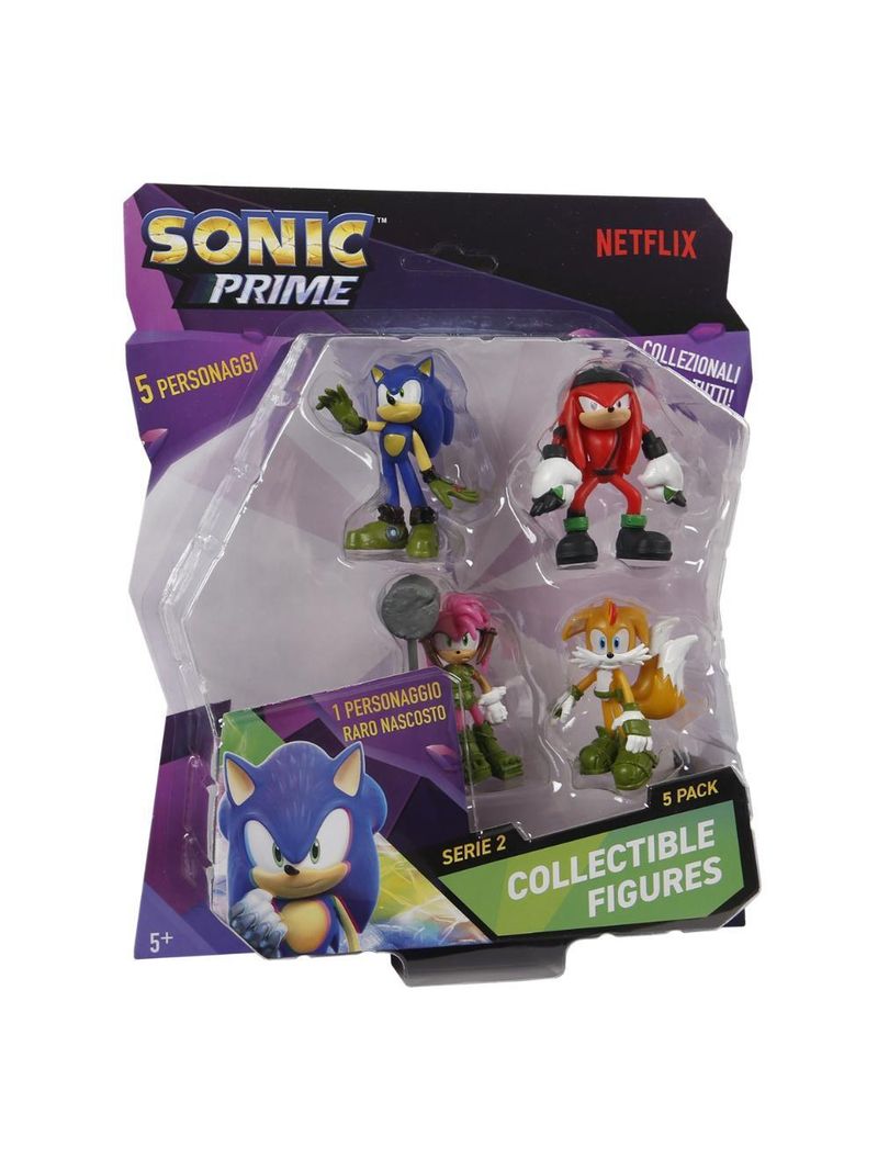 Kit 5 bonecos col 6,5cm sonic, knucks, thorn rose e tails