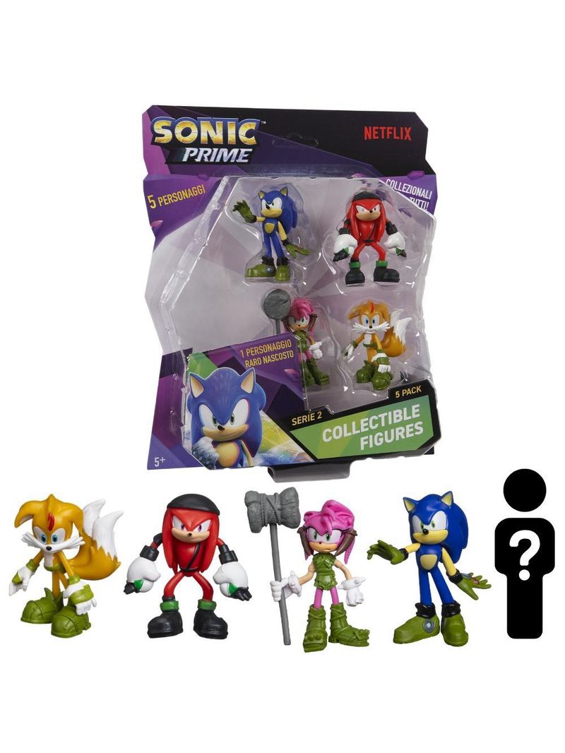 Kit 5 bonecos col 6,5cm sonic, knucks, thorn rose e tails