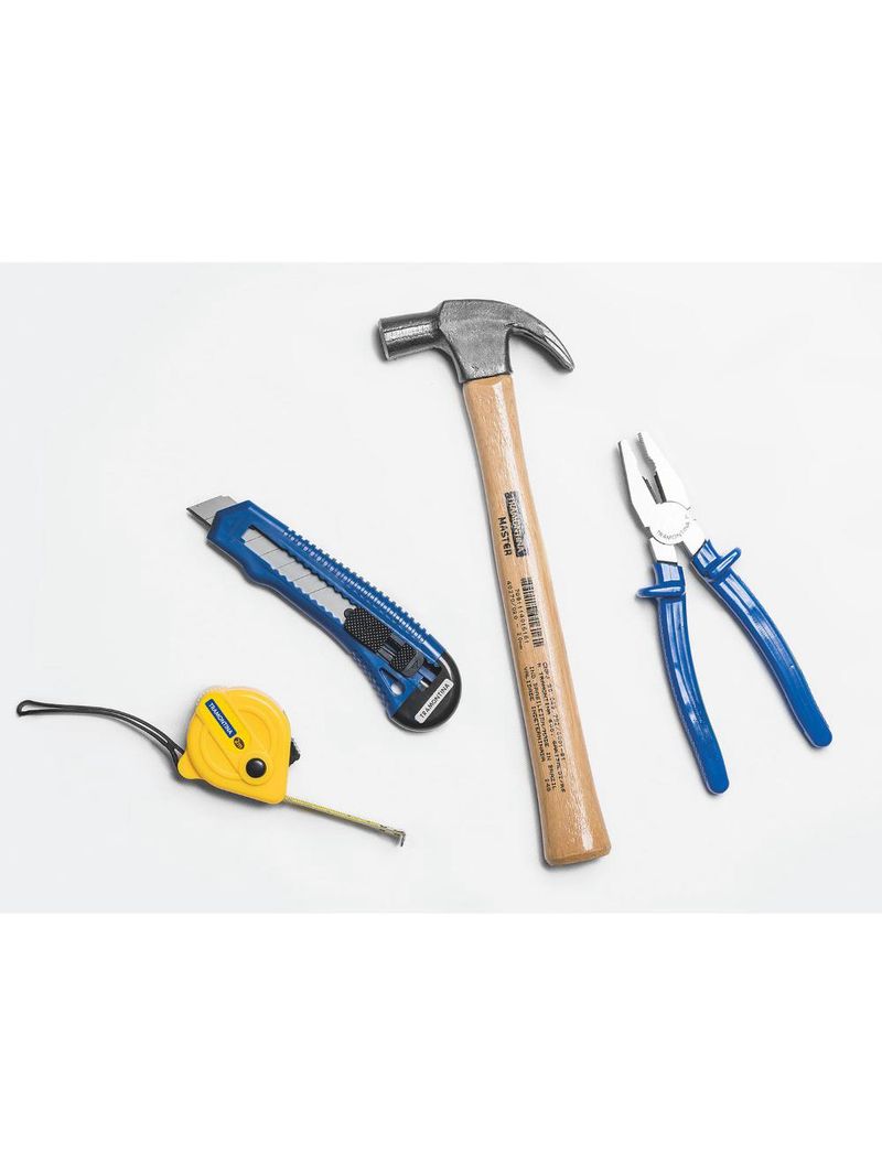 Kit de ferramentas com martelo estilete alicate e trena 4pçs - tramontina