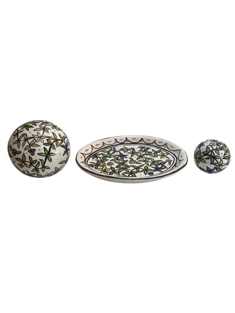 Kit decorativo bolas e prato tema açoriano ceramica pintada