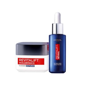 L’oréal paris revitalift kit – sérum facial antirrugas noturno retinol 30ml + creme facial anti-idade noturno hialurônico 49g