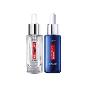 L’oréal paris kit – sérum preenchedor facial anti-idade revitalift hialurônico 30ml + sérum facial antirrugas noturno revitalift retinol 30ml