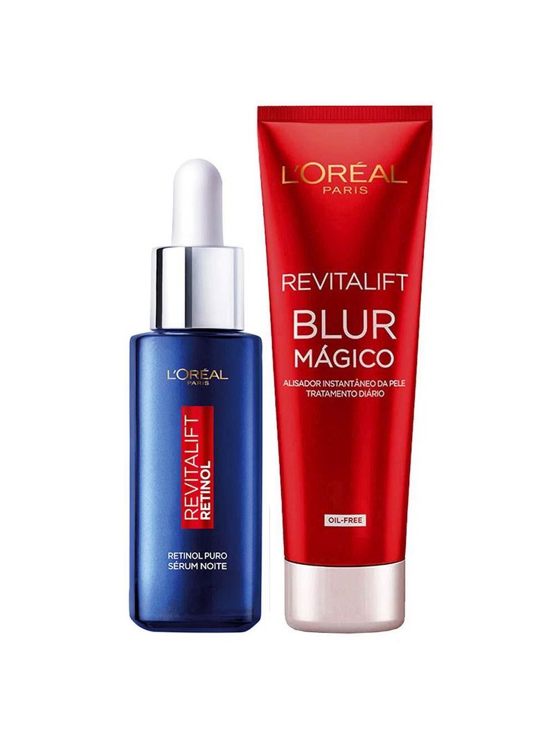 L’oréal paris revitalift kit – sérum facial antirrugas noturno retinol 30ml + primer blur mágico 27g