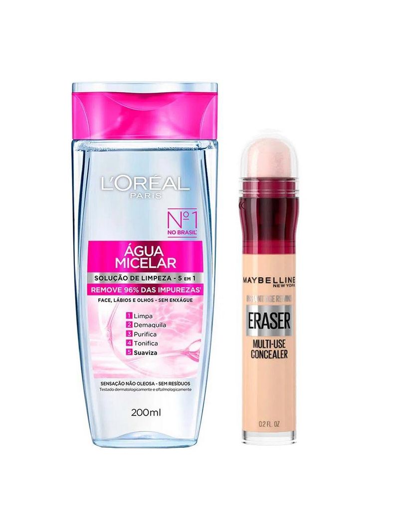 L’oréal paris + maybelline kit - Água micelar solução de limpeza + corretivo ivory
