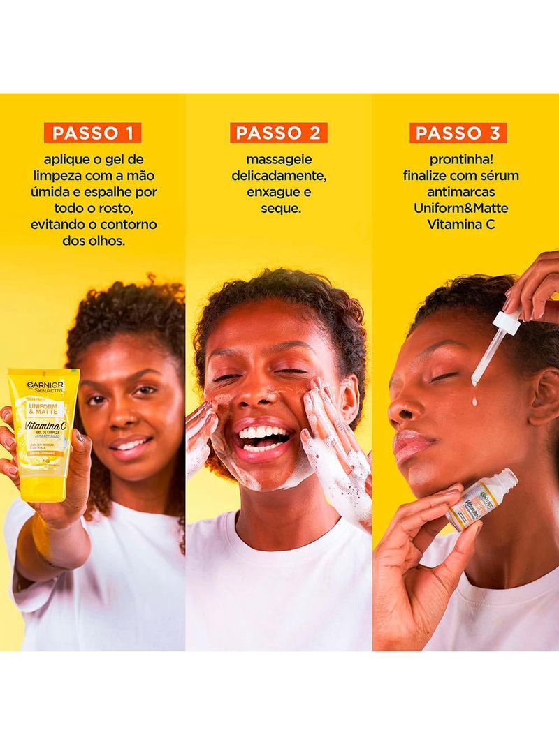 Garnier skin + maybelline kit – gel de limpeza facial uniform & matte vitamina c + máscara de cílios lash sensational sky high