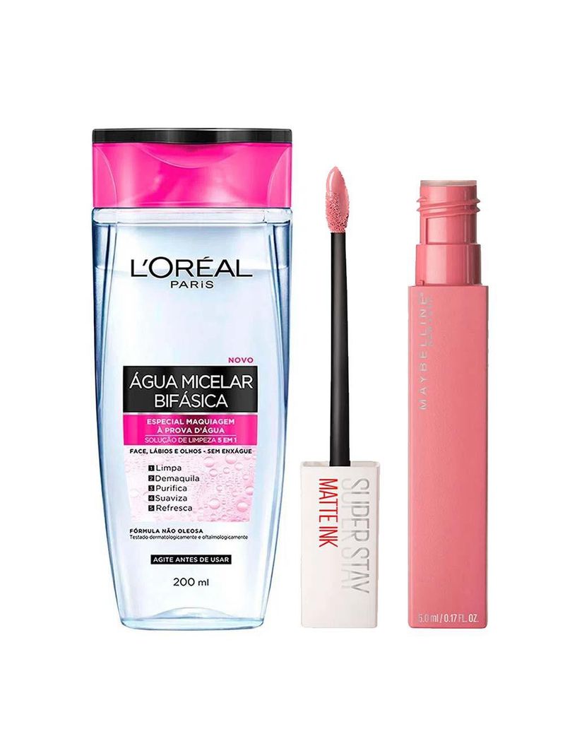 L'oréal paris + maybelline kit - Água micelar bifásica + batom líquido longa duração dreamer