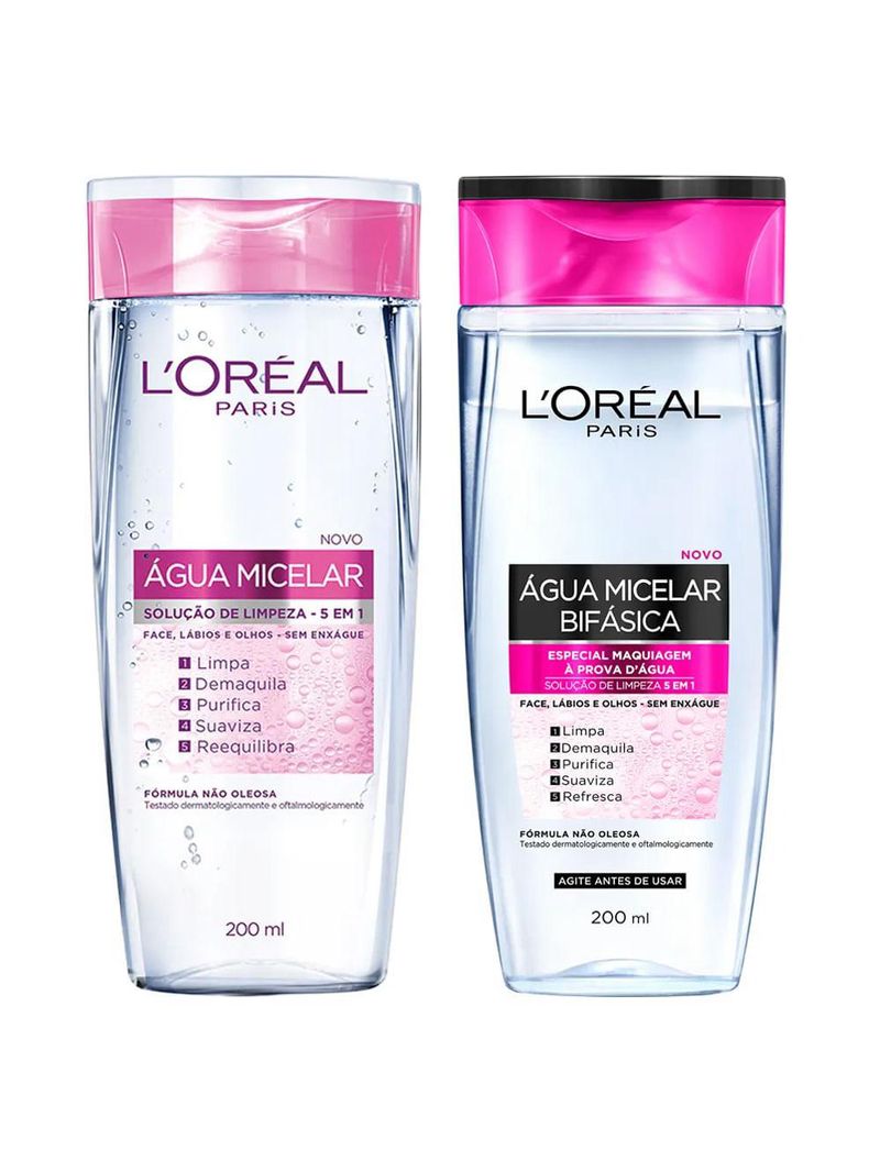 L’oréal paris solução de limpeza kit - Água micelar 5 em 1 + Água micelar bifásica