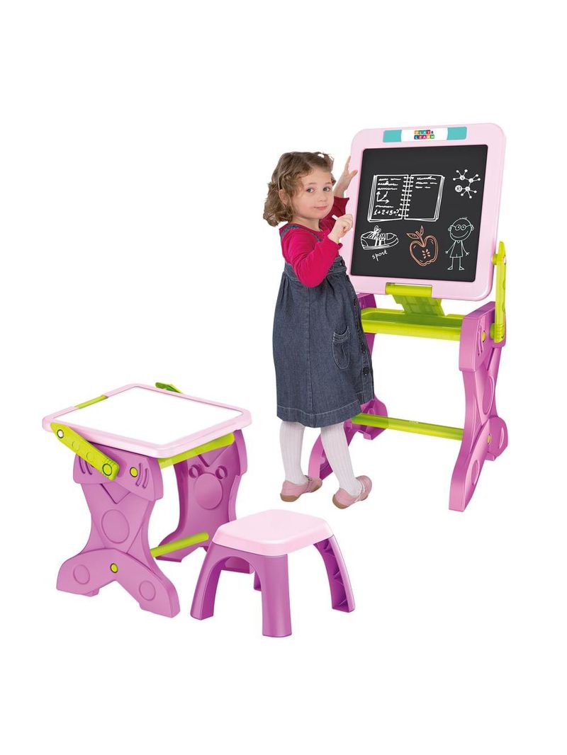 Play & learn mesa de atividades infantil 2 em 1 com banquinho e lousa multikids - br1766
