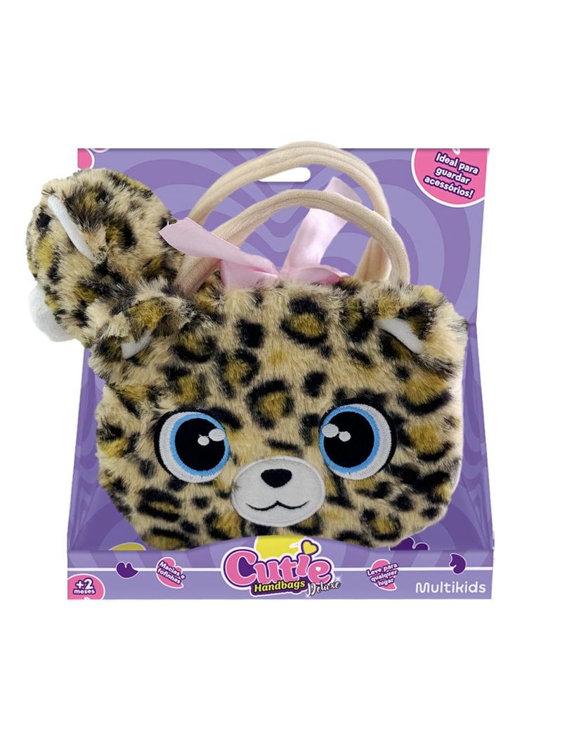 Pelúcia cutie handbags leopardo deluxe bolsa e pelúcia multikids - br2224