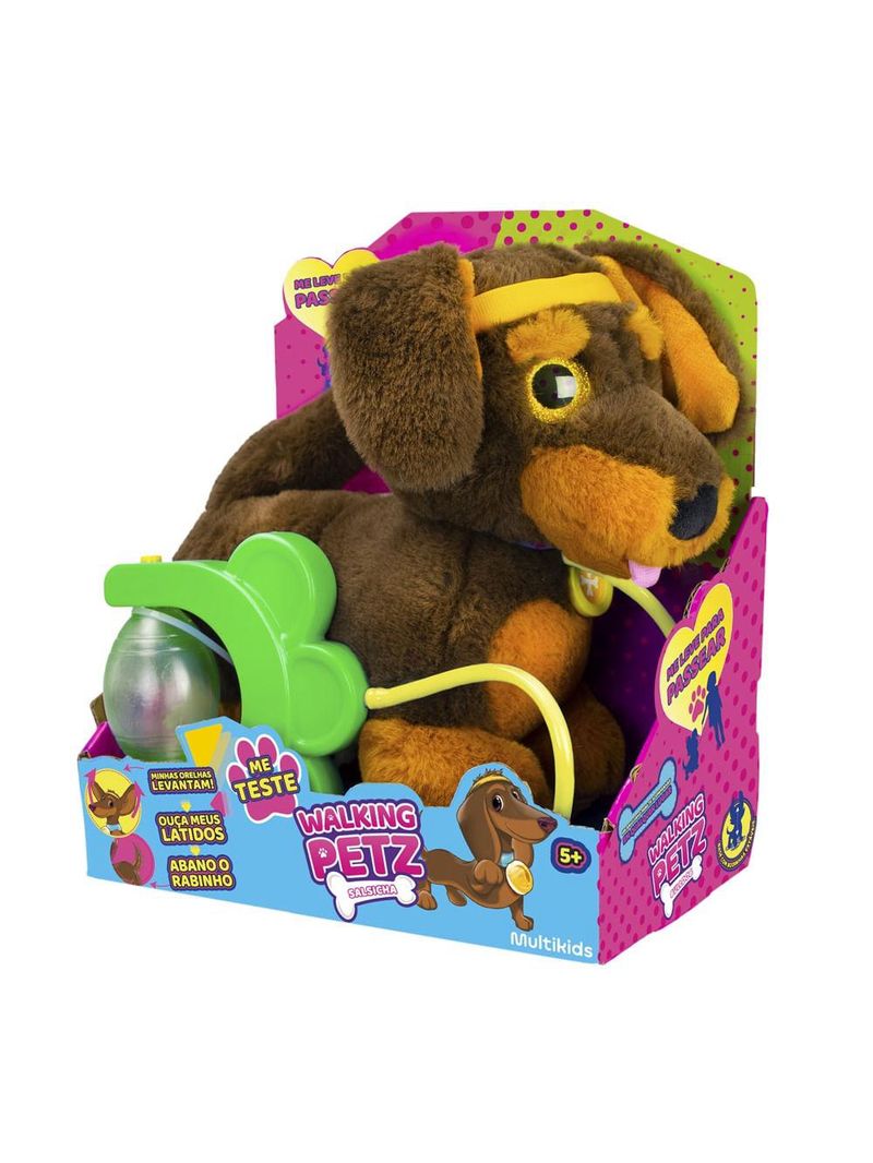 Pelúcia cachorrinho walking petz salsicha multikids - br1875