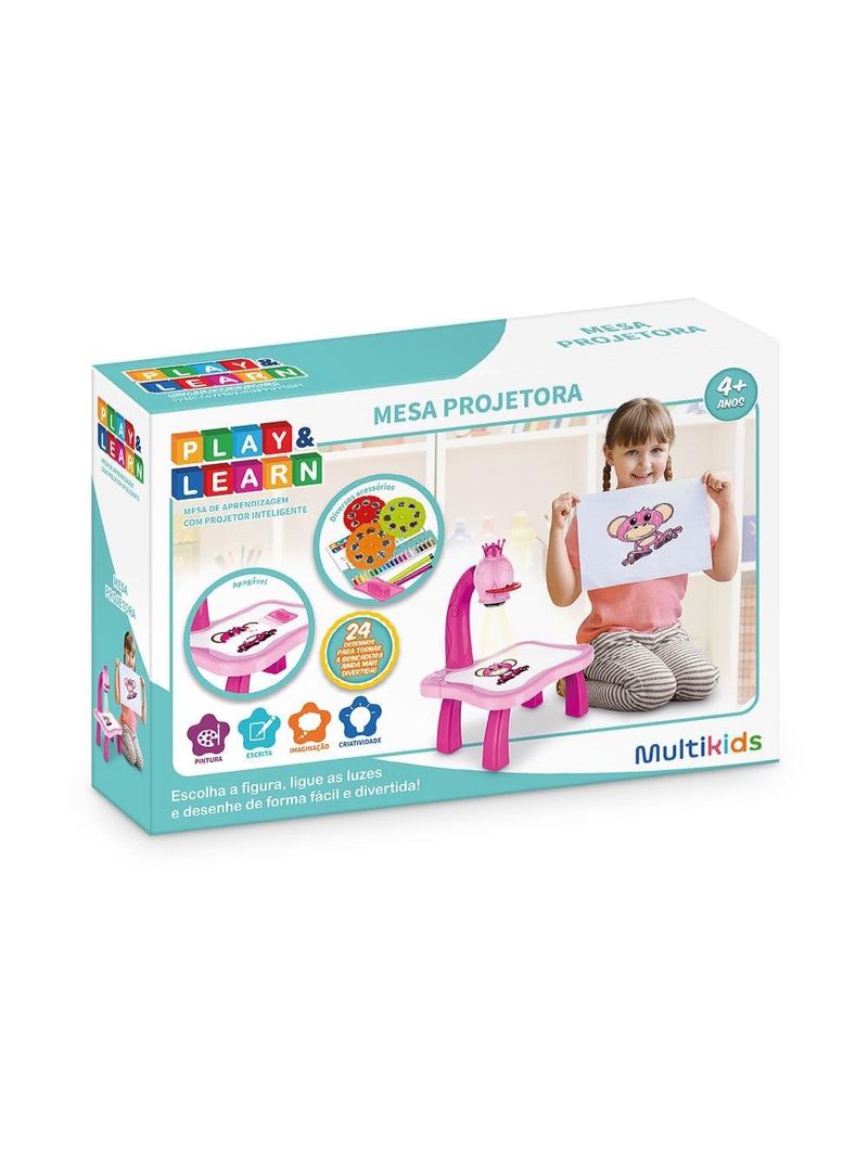 Mesa projetora para desenhar rosa play e learn multikids - br1601