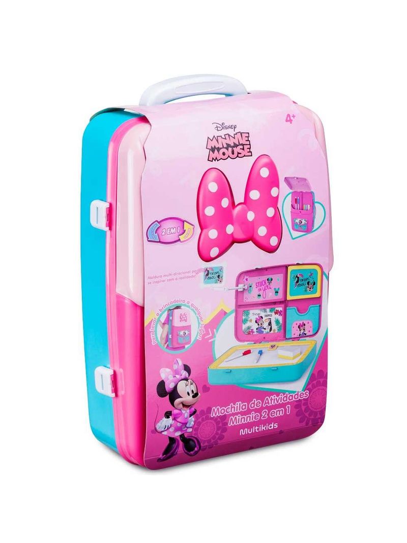 Mochila de atividades da minnie com canetinhas e acessórios multikids - br1588