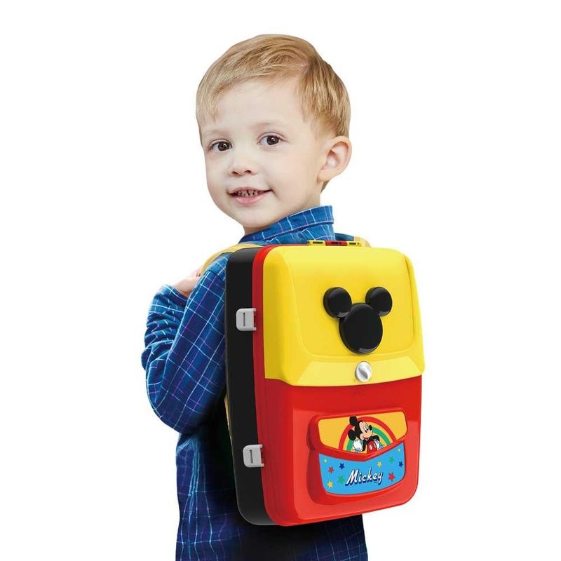 Mochila de atividades mickey com canetinhas e acessórios multikids - br1587