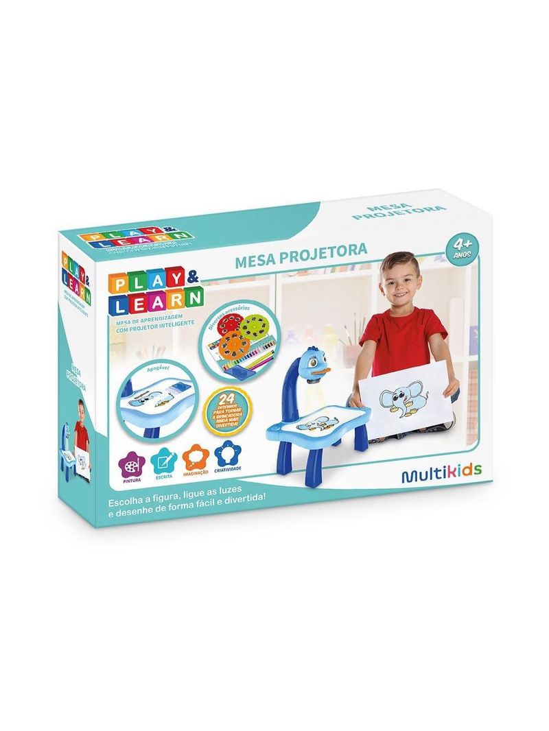 Mesa projetora para desenhar azul play e learn multikids - br1600