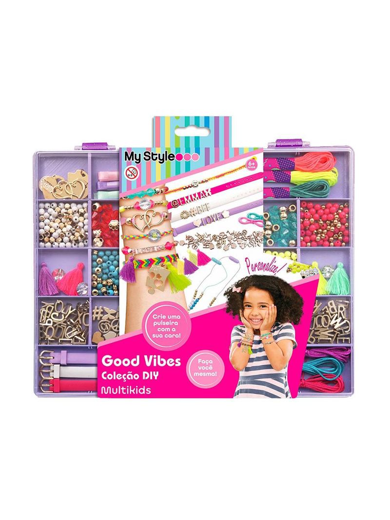 Kit pulseiras infantil de montar my style good vibes coleção diy multikids - br2108