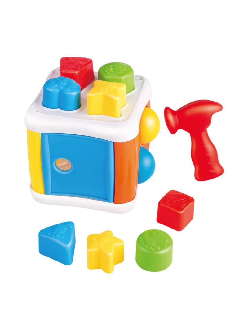 Cubo com blocos e martelo de encaixe primeira infância multikids - br2166