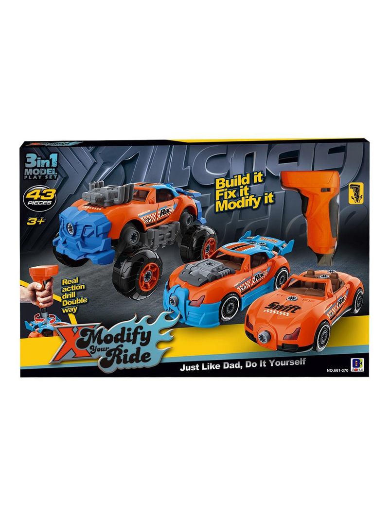 Carrinho turbo tools mustang/bugatti 3 em 1 com ferramenta multikids - br2163