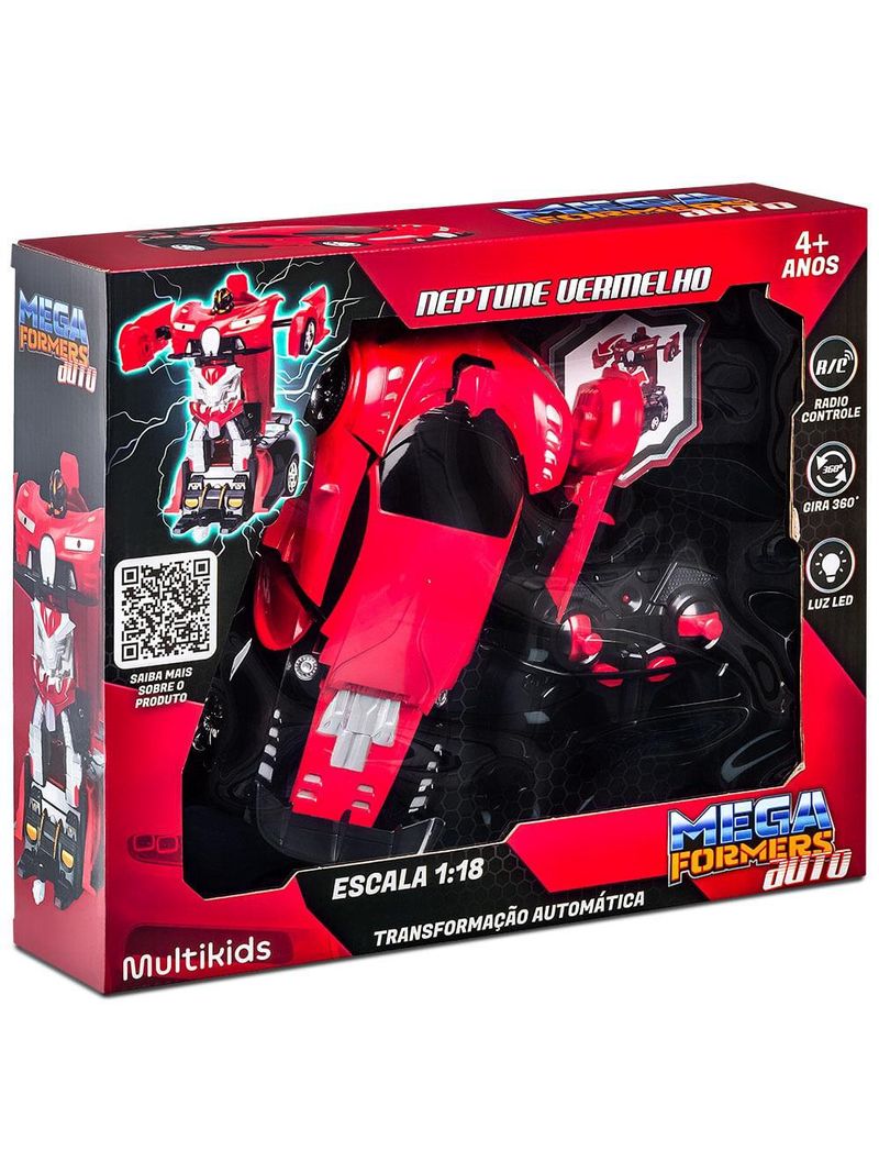 Carrinho transformável controle remoto megaformers auto neptune vermelho multikids - br1651