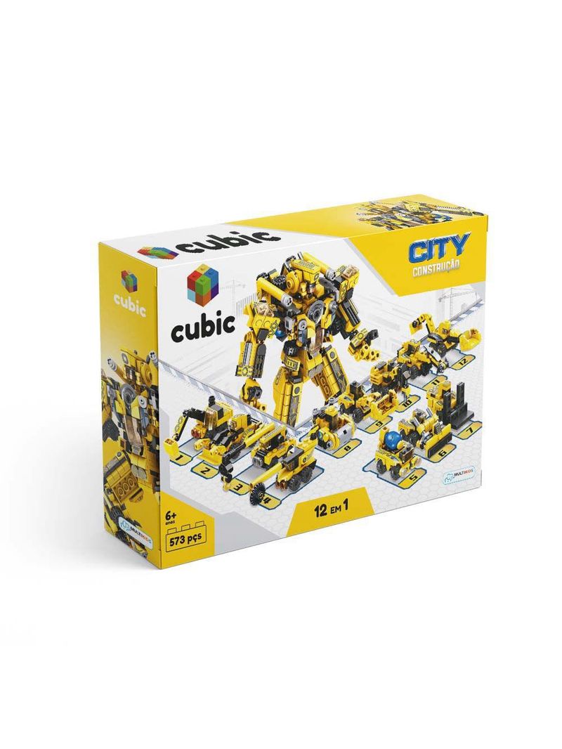 Blocos de montar cubic 12 em 1 city construção 573 peças multikids - br1093