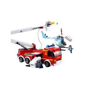 Blocos de montar caminhão de bombeiro e helicóptero 394 peças multikids - br2308