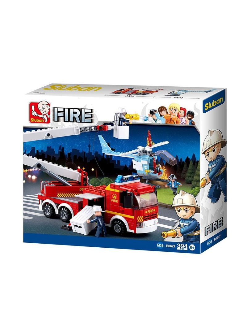 Blocos de montar caminhão de bombeiro e helicóptero 394 peças multikids - br2308