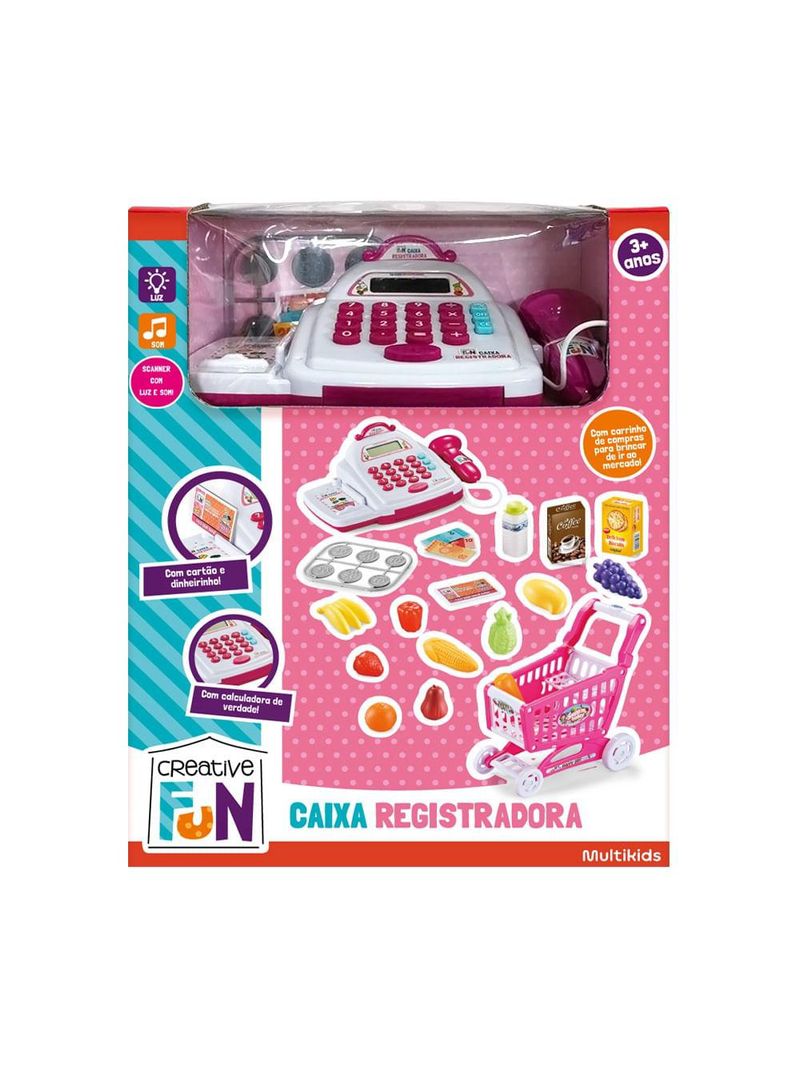 Caixa registradora com carrinho e produtos creative fun multikids - br2035