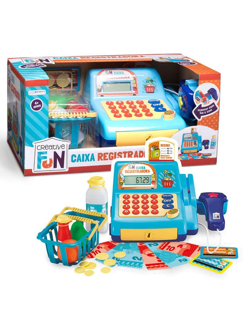 Caixa registradora azul com luz e som creative fun multikids - br386