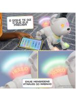 Cachorro robô brinquedo dog-e interativo c/ som e luz e aplicativo c/ brincadeiras multikids - br2296