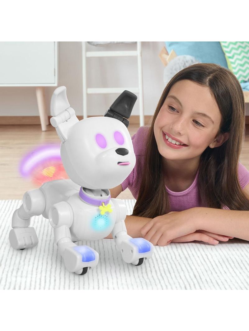 Cachorro robô brinquedo dog-e interativo c/ som e luz e aplicativo c/ brincadeiras multikids - br2296