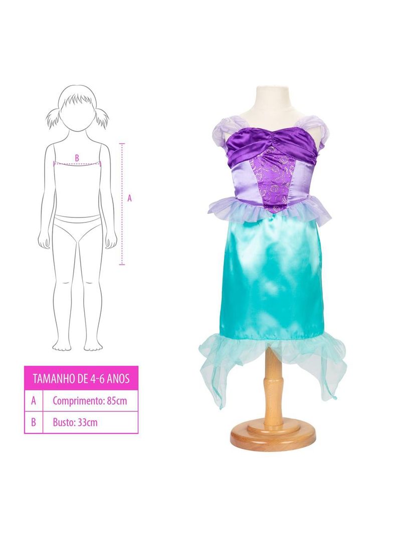 Boneca disney princesas ariel kit com fantasia sapatos e acessórios tam Único multikids - br2331