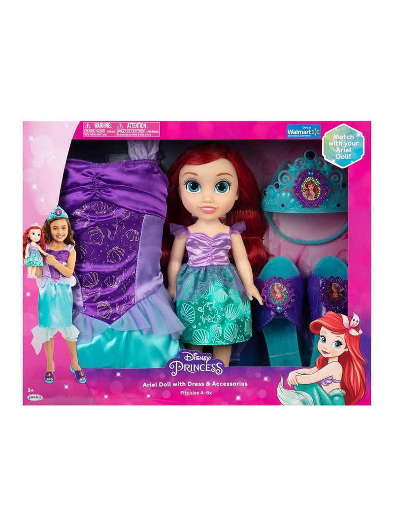 Boneca disney princesas ariel kit com fantasia sapatos e acessórios tam Único multikids - br2331