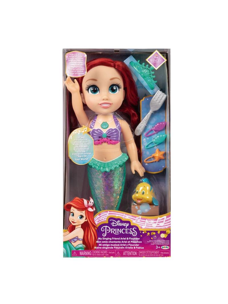 Boneca princesas disney ariel musical com luz som e acessórios multikids - br1934