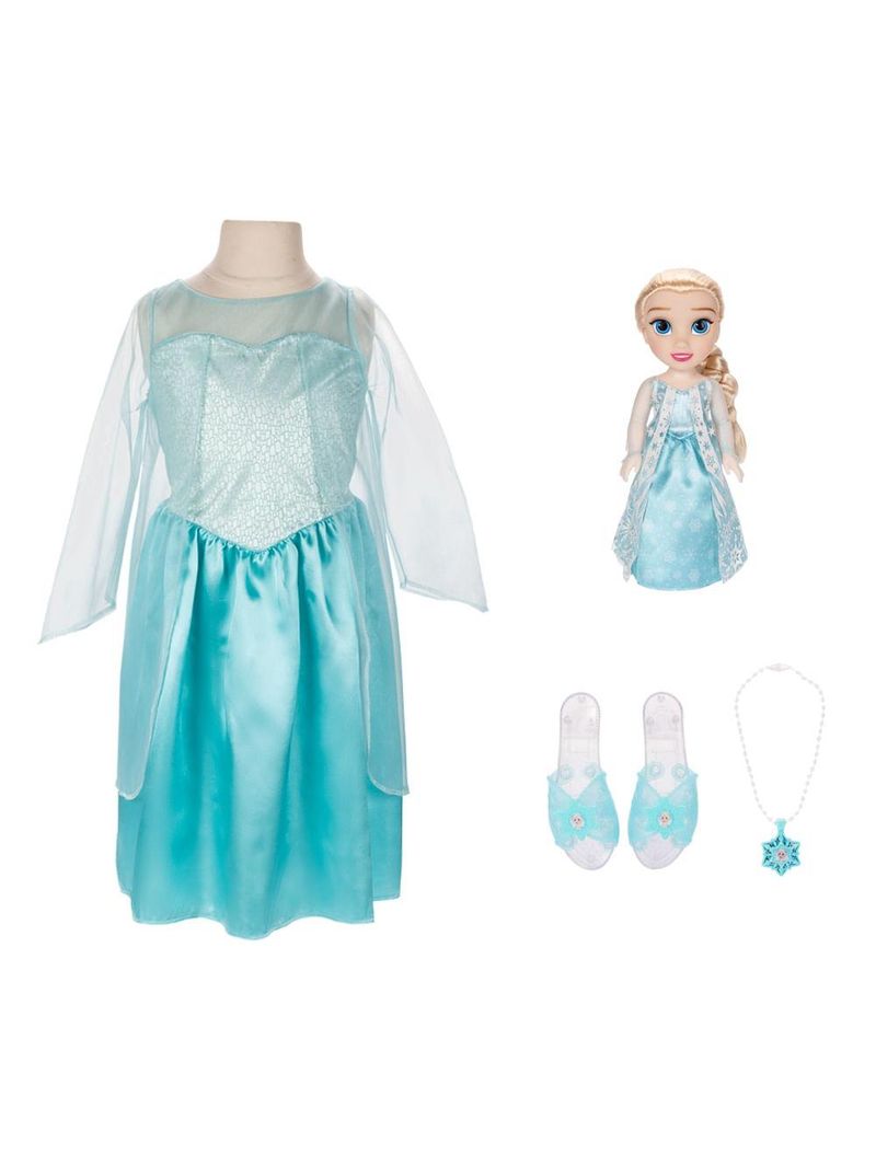 Boneca disney frozen elsa kit com fantasia sapatos e acessórios tam Único multikids - br2330