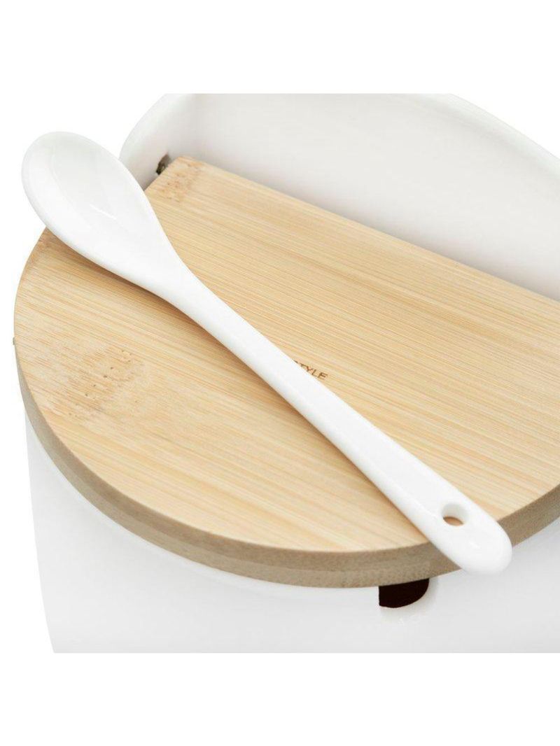 Saleiro redondo com colher bambus linn 700 ml neu home style