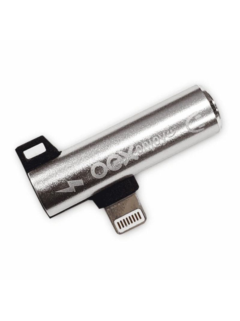 Adaptador duo audio e recarga para iphone oex ad200 prata