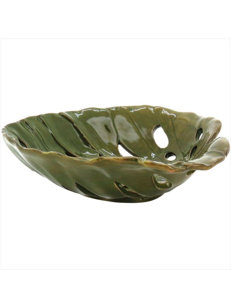 Adorno cerâmica verde folha parreiral - nh