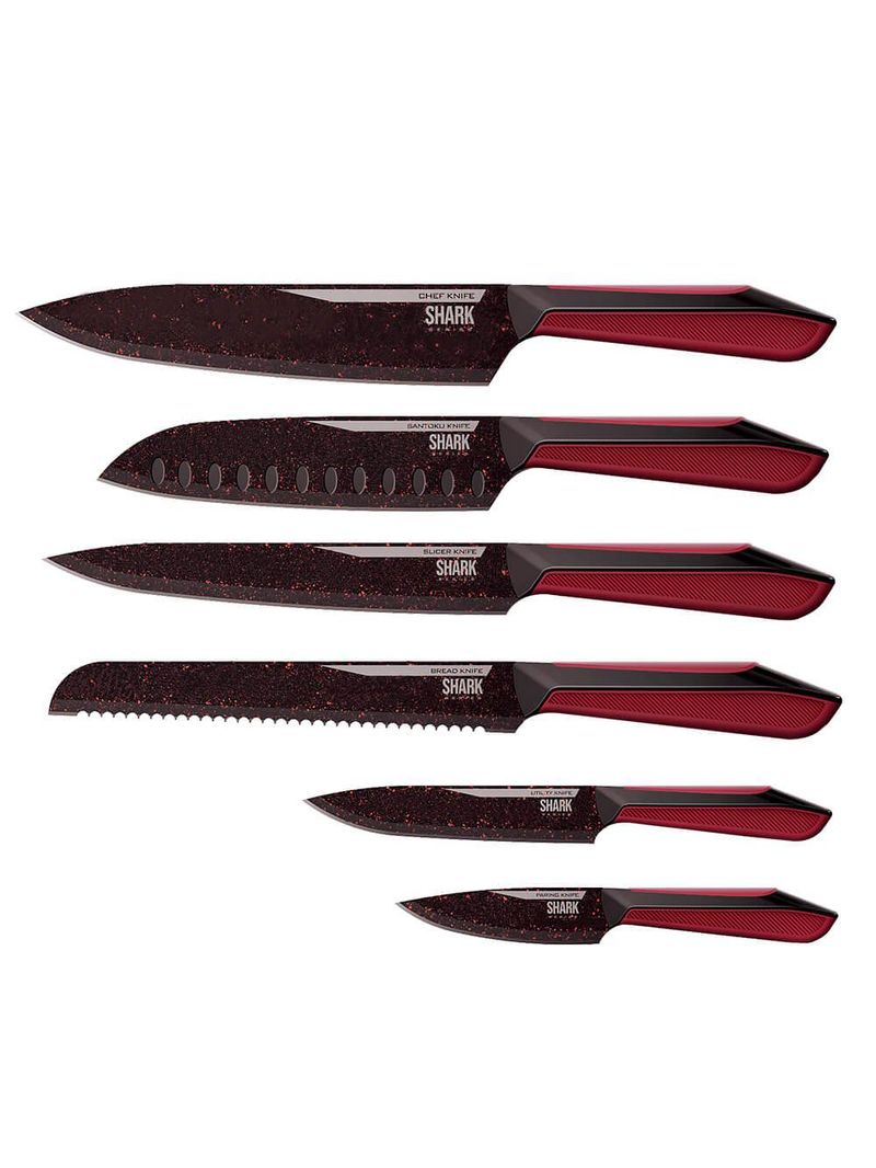 Conjunto de 6 facas polishop ichef special cut vermelha