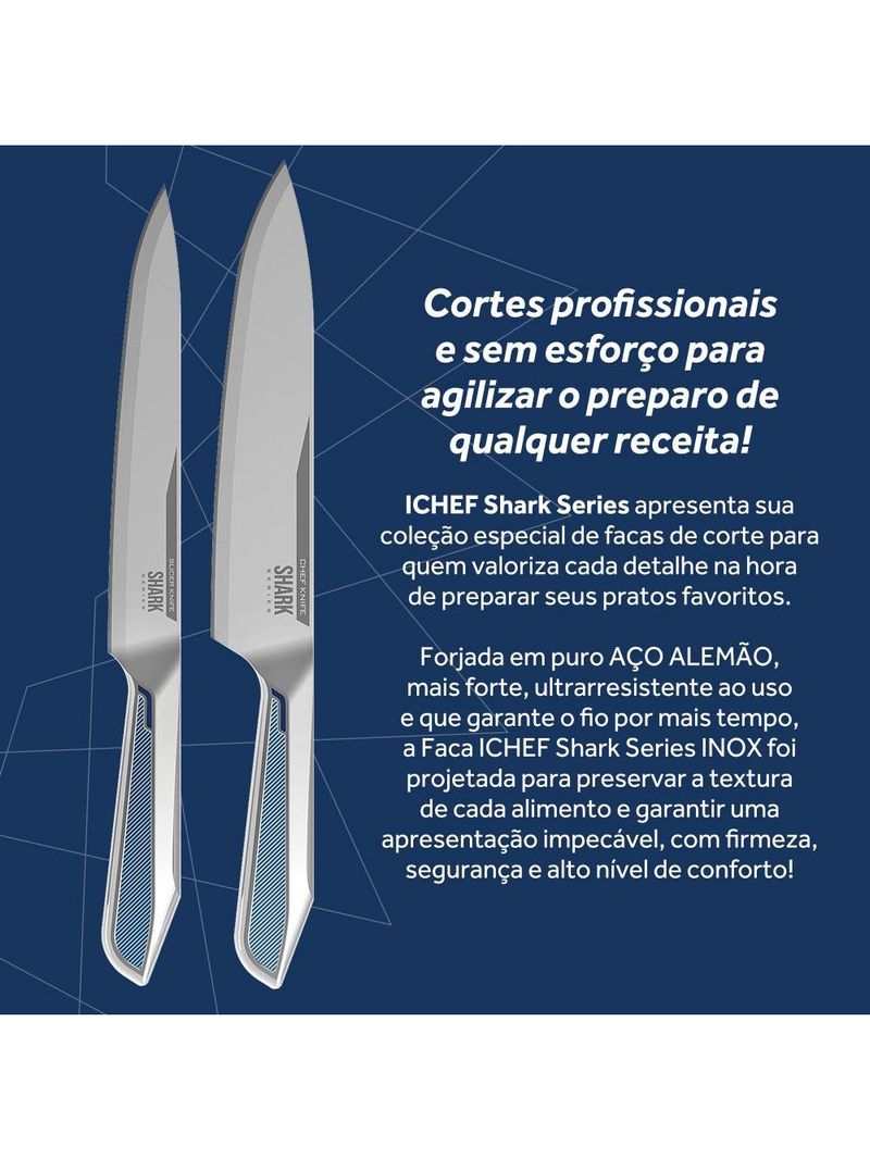 Conjunto de facas ichef polishop - professional pro - shark series