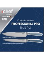 Conjunto de facas ichef polishop - professional pro - shark series