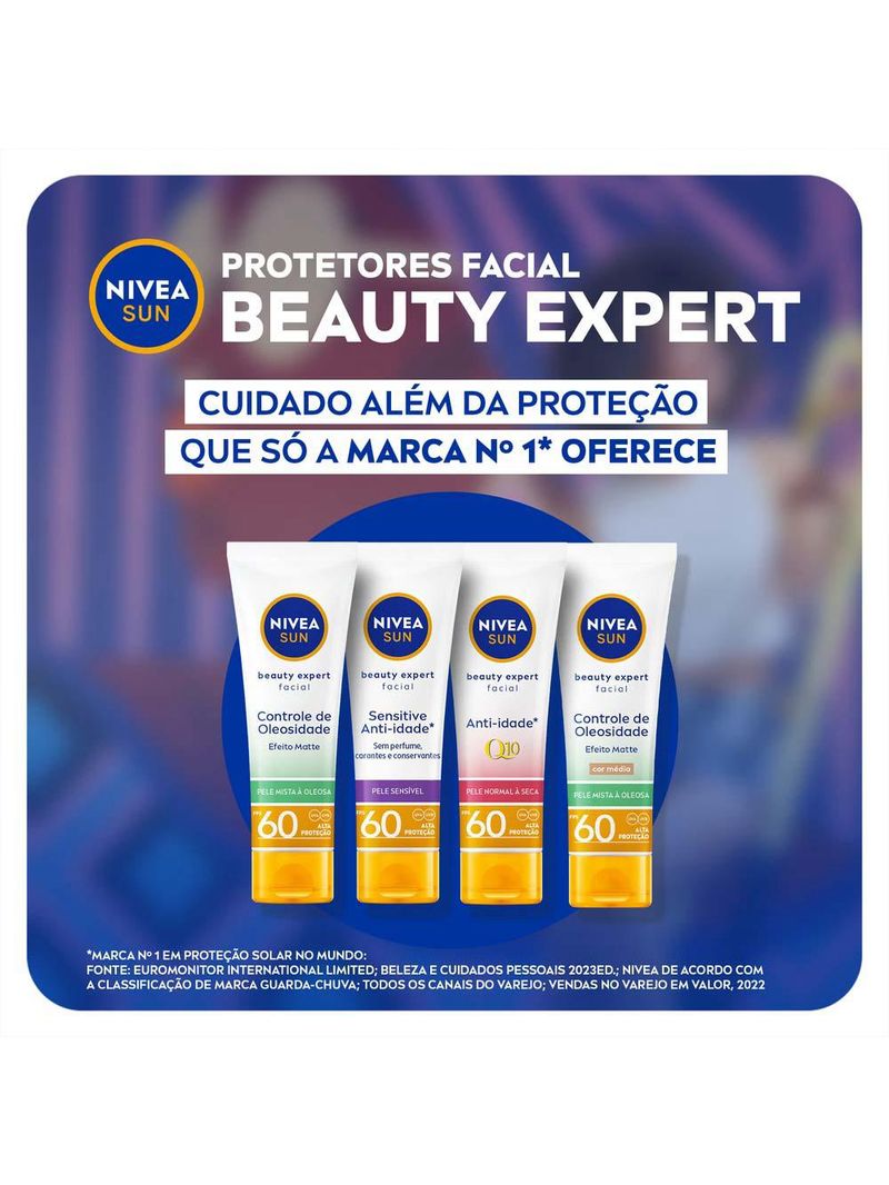 Nivea sun protetor solar facial beauty expert sensitive fps 60