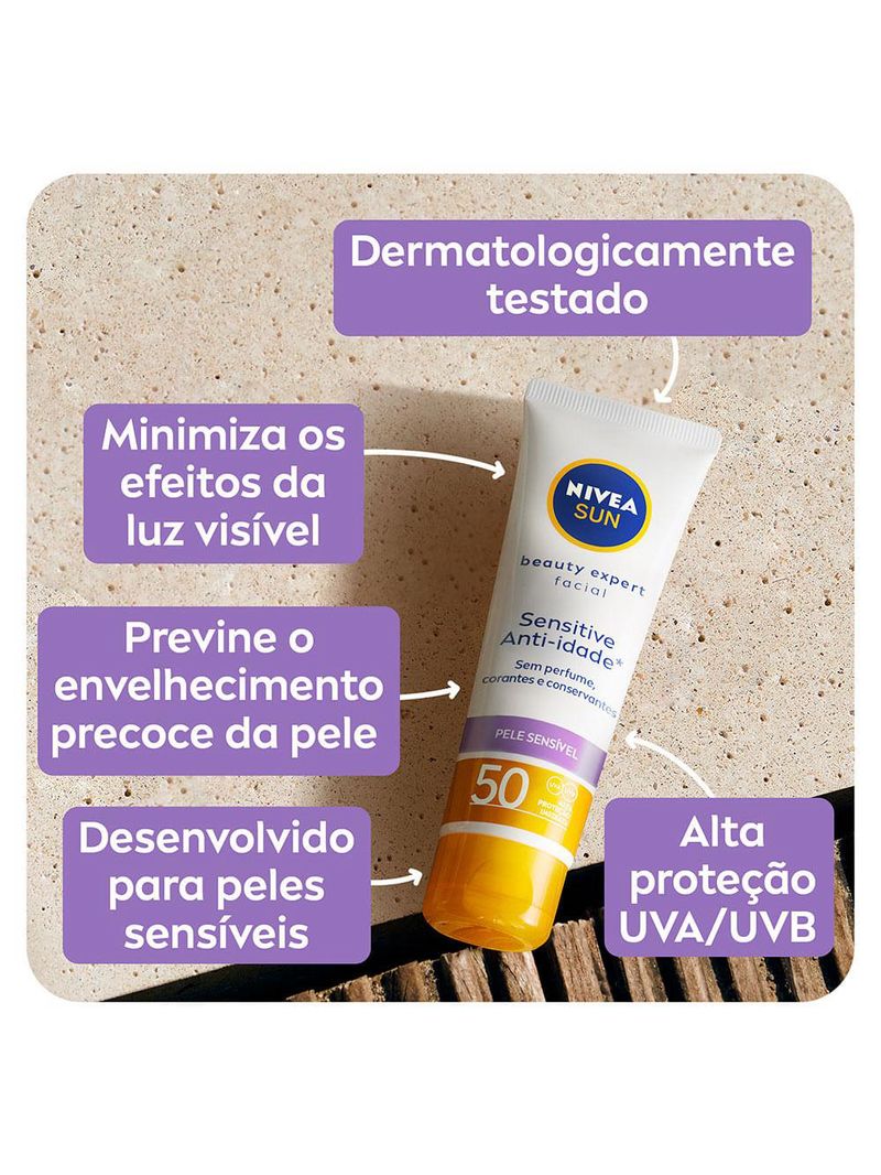 Nivea sun protetor solar facial beauty expert sensitive fps 60