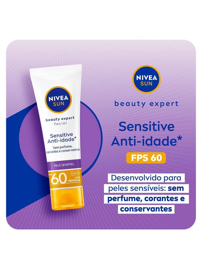 Nivea sun protetor solar facial beauty expert sensitive fps 60