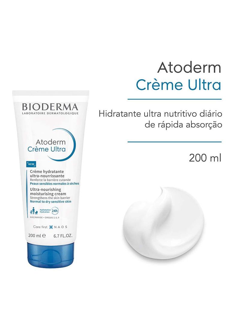 Creme hidratante corporal bioderma - atoderm crème ultra peles normais e secas