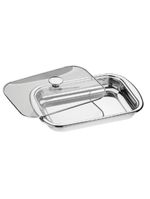 Assadeira tramontina cosmos retangular inox com tampa de vidro 43 cm 4 l